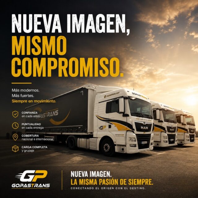 No es solo una nueva rotulación.

Es la señal de todo lo que viene.

Más kilómetros.
Más destinos.
Más capacidad.
Más Gopastrans.

La imagen cambia para reflejar una realidad: seguimos creciendo.